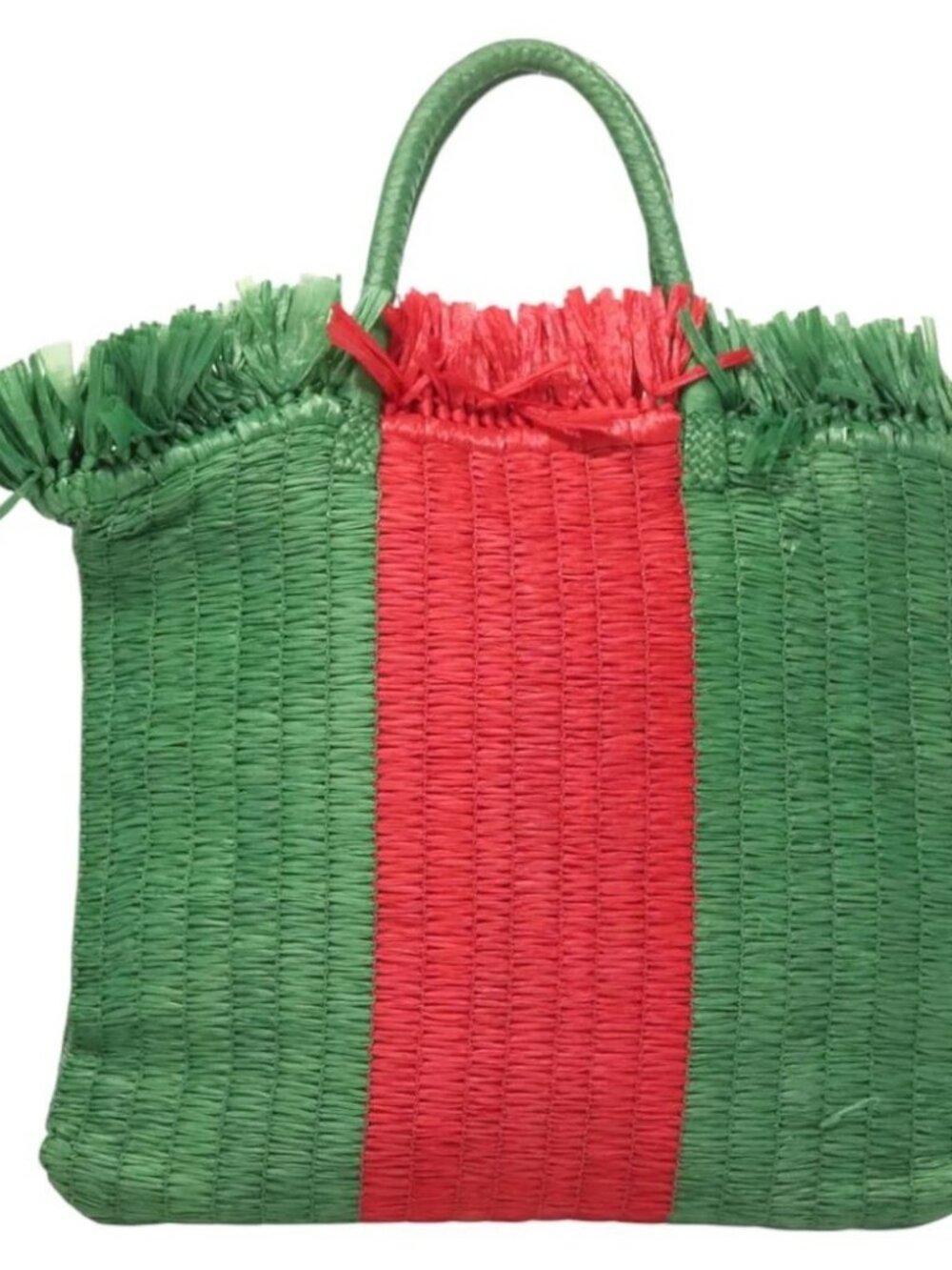 GUCCI Hand Bag Straw Green Red 524810 Auth - Picture 3 of 16